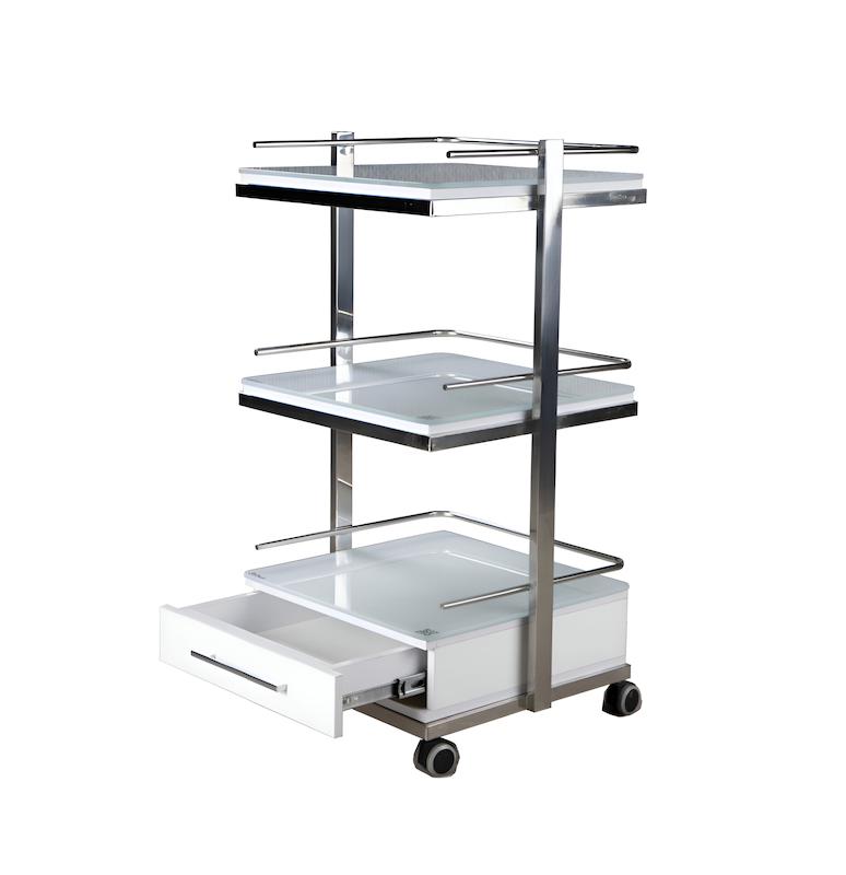 ترالی شیشه‌ای سه طبقه +کشو پایین مدل ps-303