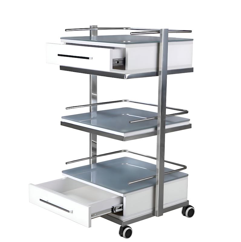 ترالی شیشه‌ای سه طبقه + تک کشو بالا + تک کشو پایین مدل ps-311