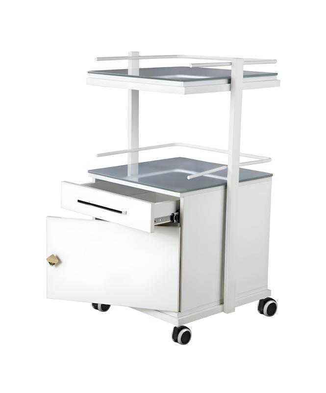 ترالی شیشه‌ای کمد و کشو ترکیبی مدل ps-420