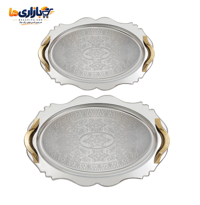 سینی پذیرایی استیل کد 5108SG بزرگ و کوچک