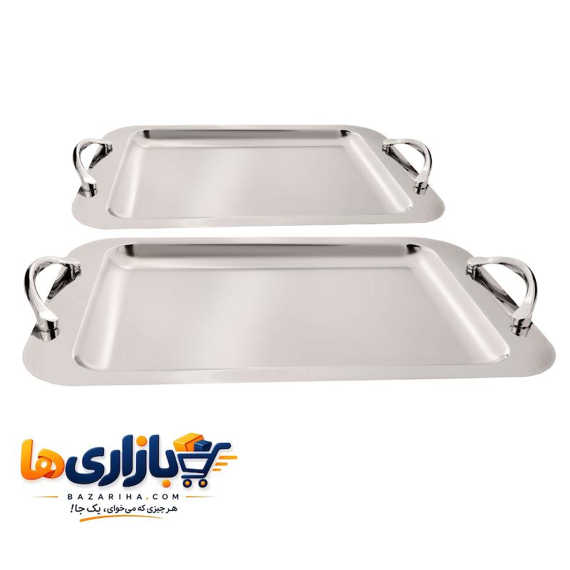 سینی پذیرایی استیل کد 300 بزرگ و کوچک