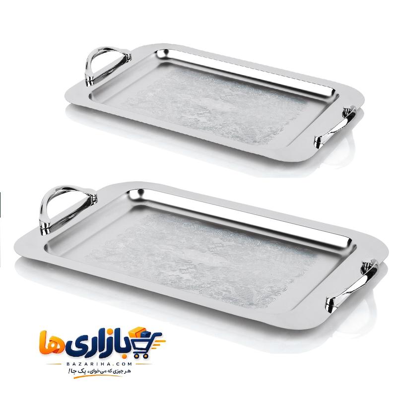 سینی پذیرایی استیل کد 302 بزرگ و کوچک