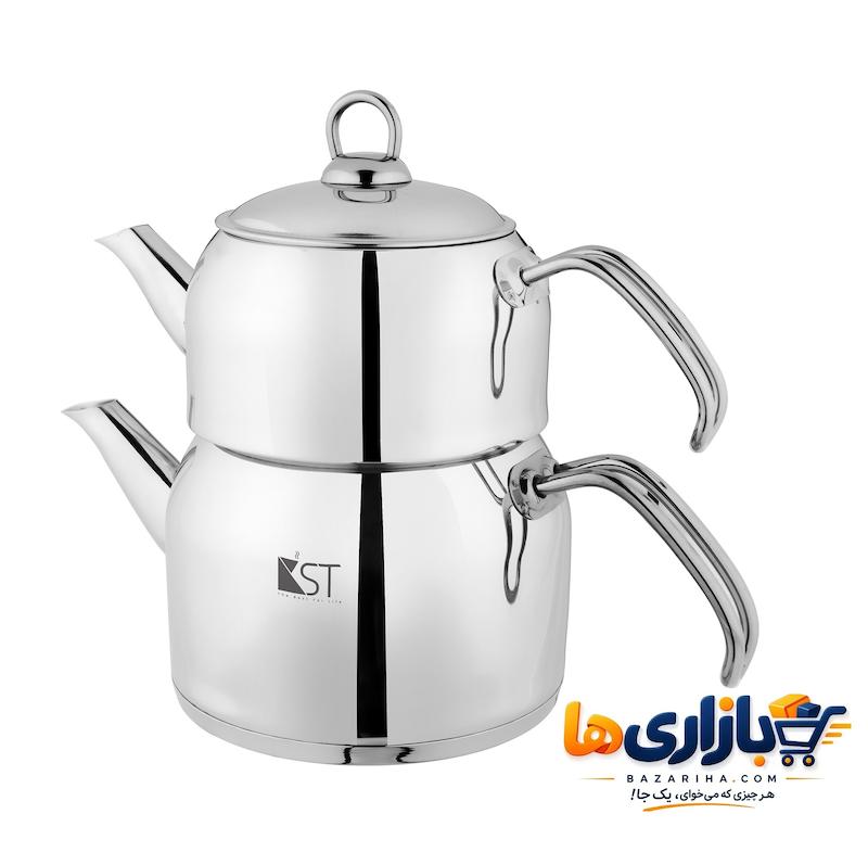 کتری و قوری لوله دار دسته استیل KST کد 1060