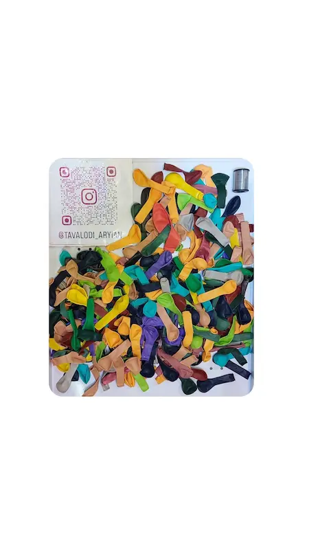 بادکنک ۶ اینچ جور ۱۰۰ تایی به همراه نخ نامرئی