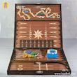 پک 9 بازی تخته ای چوبی با جلد چرمی