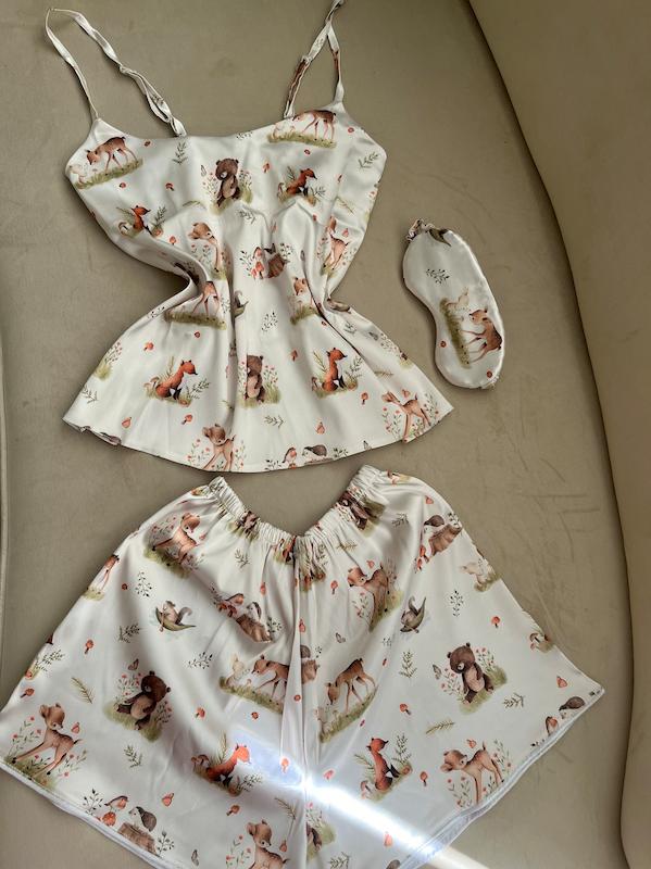 تاپ و شلوارک خواب ساتن ابریشم سایز 1