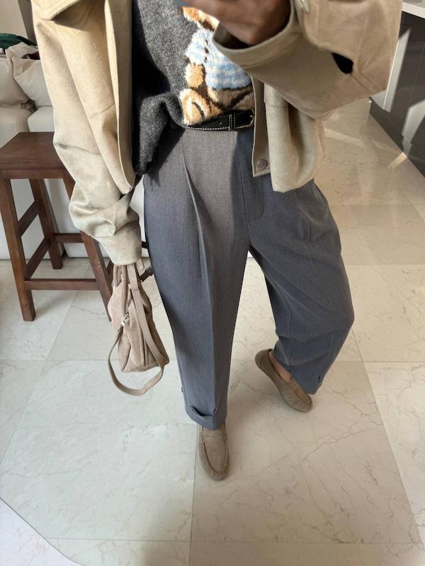 شلوار کمربندی طوسی