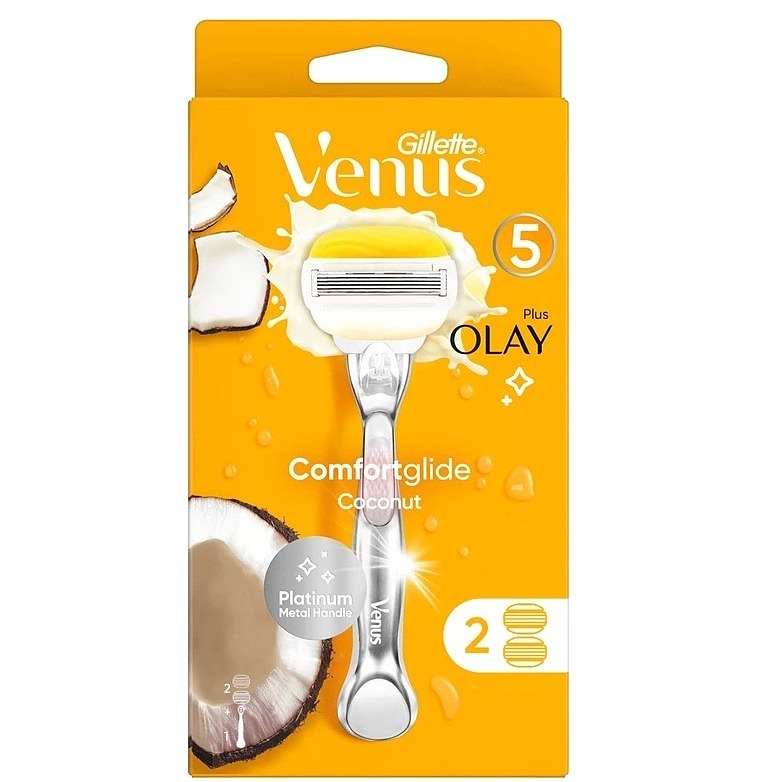 خود تراش ژیلت مدل ونوس کامفورت گلاید اولای 5 لبه Gillette Venus Comfortglide Olay همراه با یک یدک