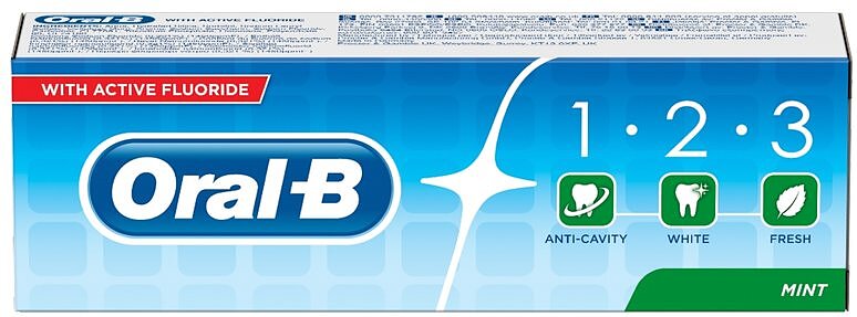 خمیردندان 1.2.3 اورال بی Oral B با رایحه نعناع و فلوراید فعال حجم 100 میلی