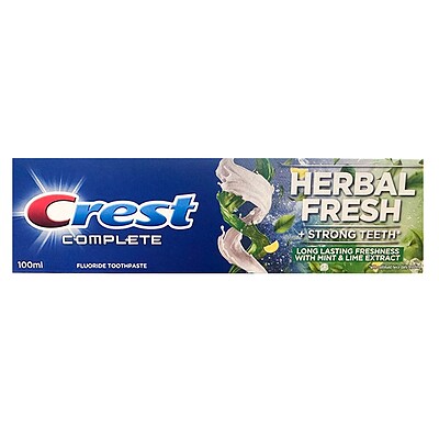 خمیر دندان کرست کامپلیت مدل crest herbal fresh حاوی عصاره نعنا و لیمو 100 میل