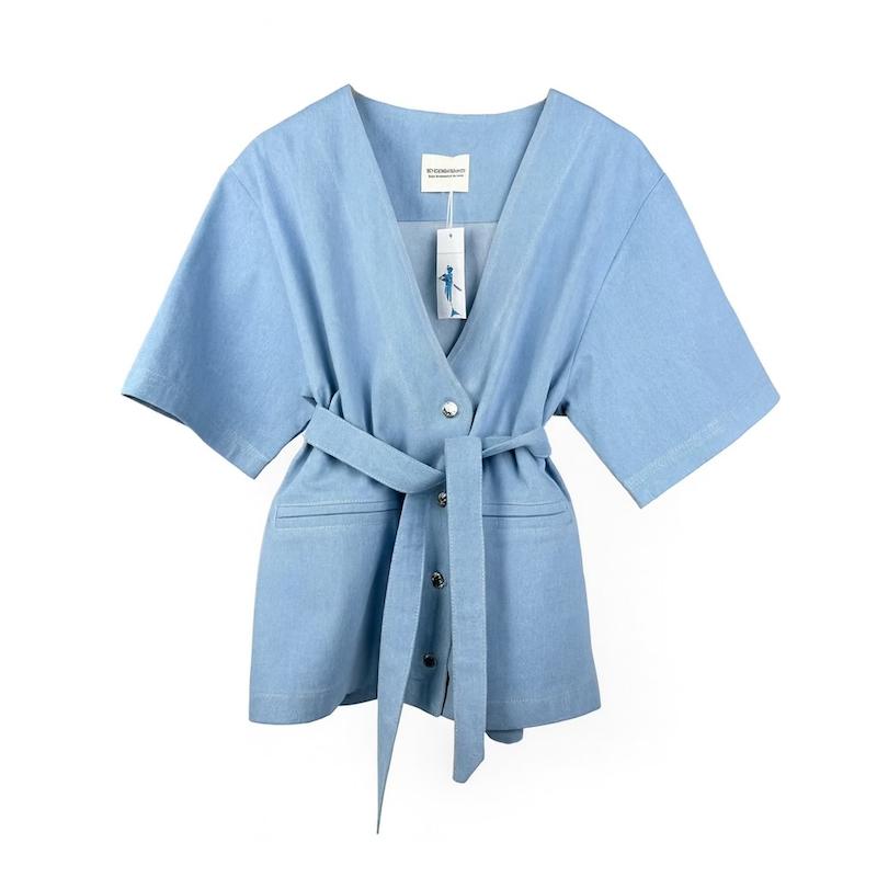 کت جین آستین کوتاه رنگ آبی روشن