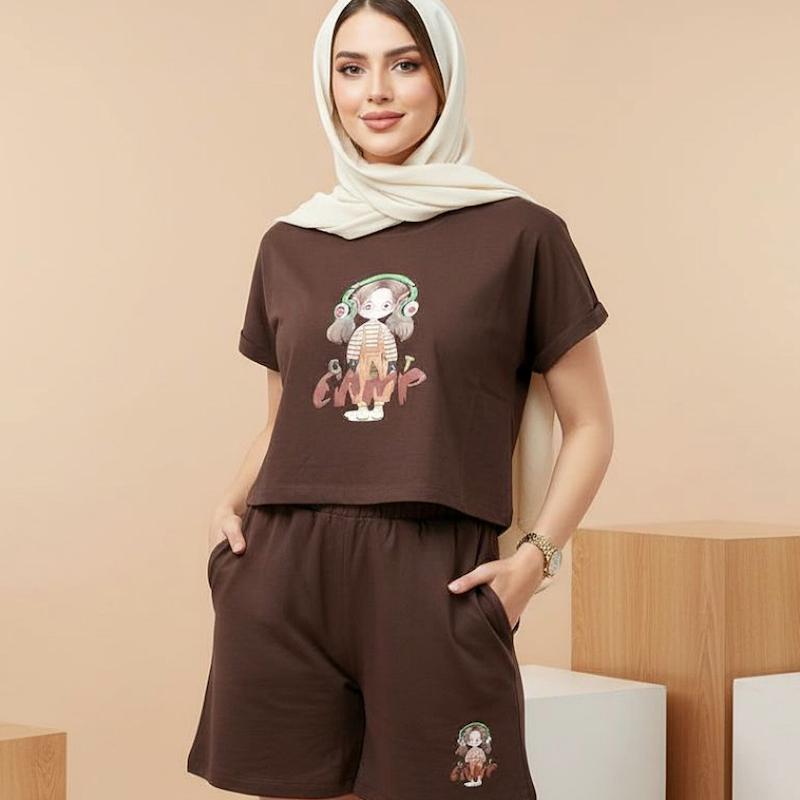 ست کراپ شرتک سوپر پنبه
