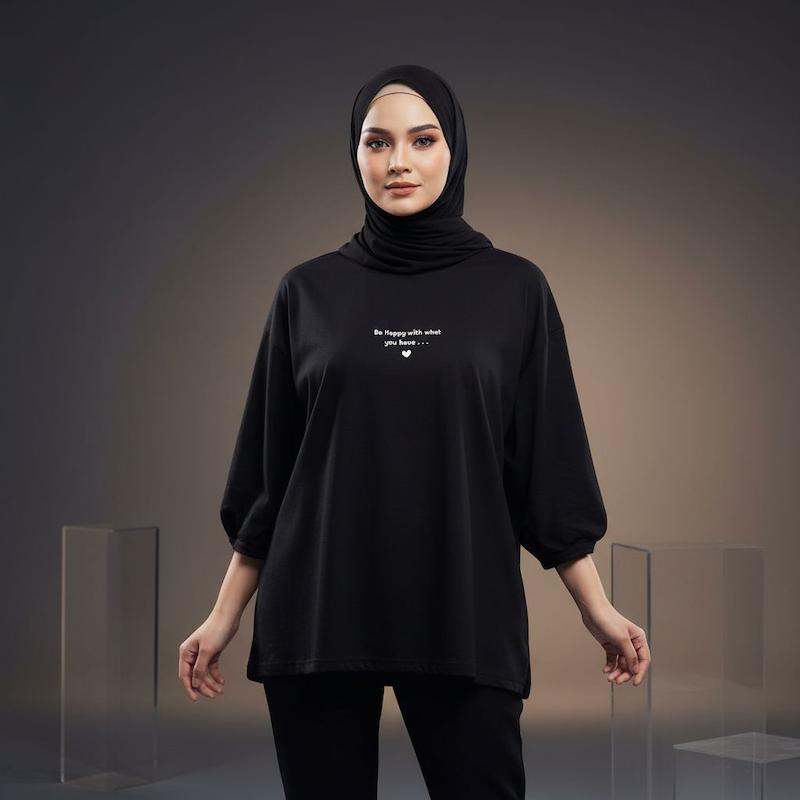 تیشرت باکسی مشکی مینیمال