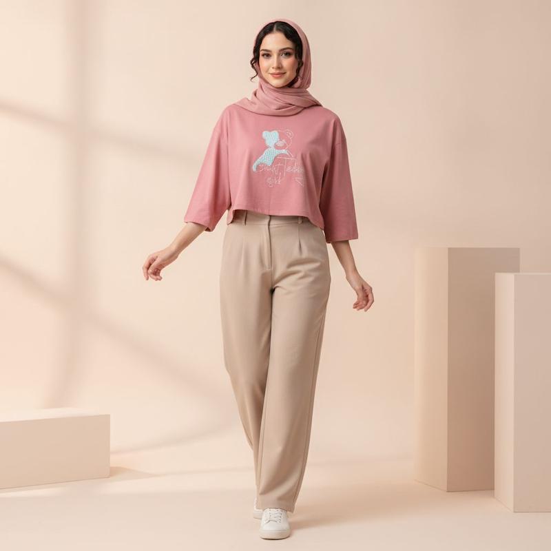 کراپ باکسی پارچه ترک