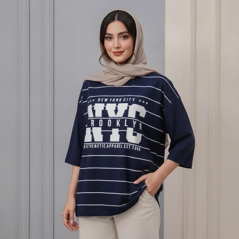 تیشرت باکسی راه راه NYC