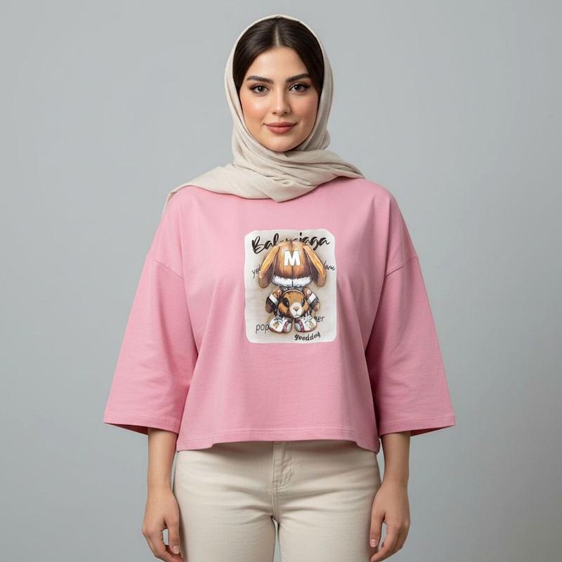کراپ باکسی زنانه طرح خرگوش