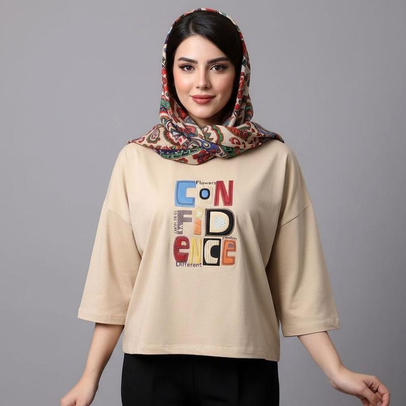 کراپ باکسی زنانه طرح دار