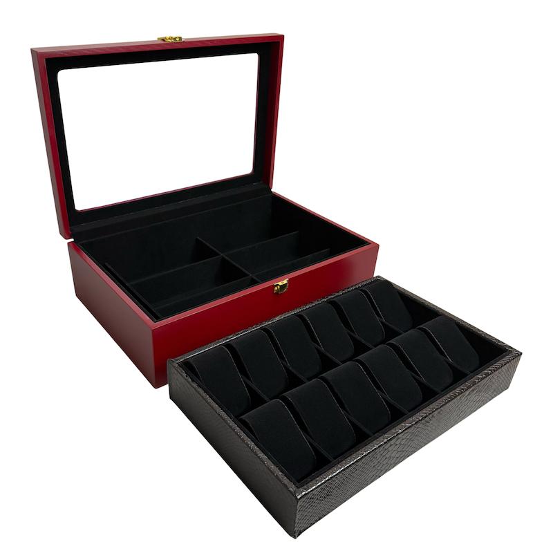 جعبه ساعت، عینک و انگشتر مدل WG104 | ظرفیت ۱۲ ساعت، ۶ عینک و ۸ انگشتر