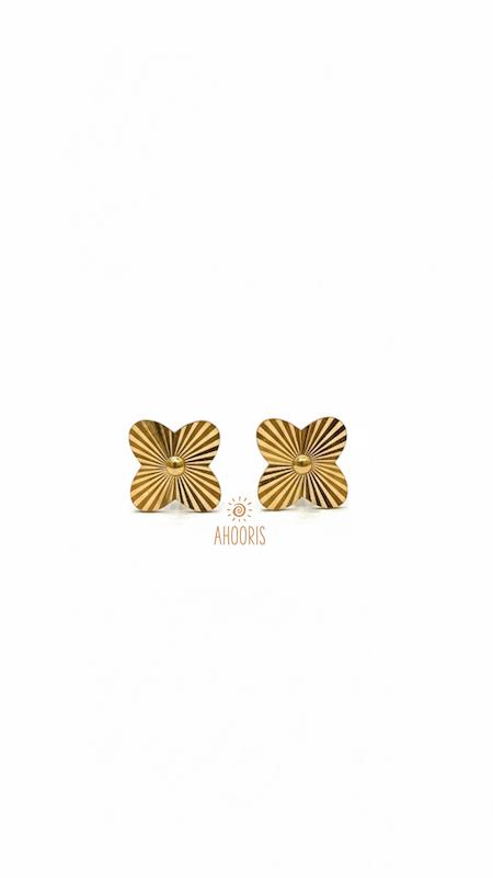 گوشواره زنانه طلا ۱۸ عیار E45 گوشواره ونکلیف تراش آهوریس