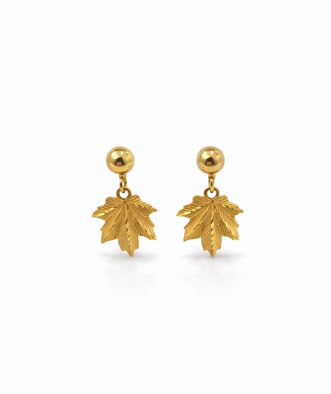 گوشواره زنانه طلا ۱۸ عیار گوشواره برگ طلای شیک