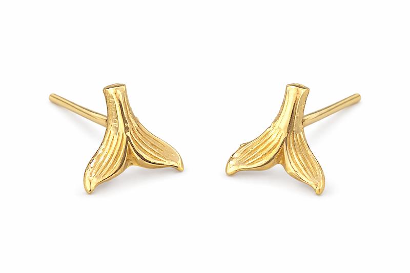 گوشواره زنانه طلا ۱۸ عیار گوشواره میخی دم وال طلای لوتوس