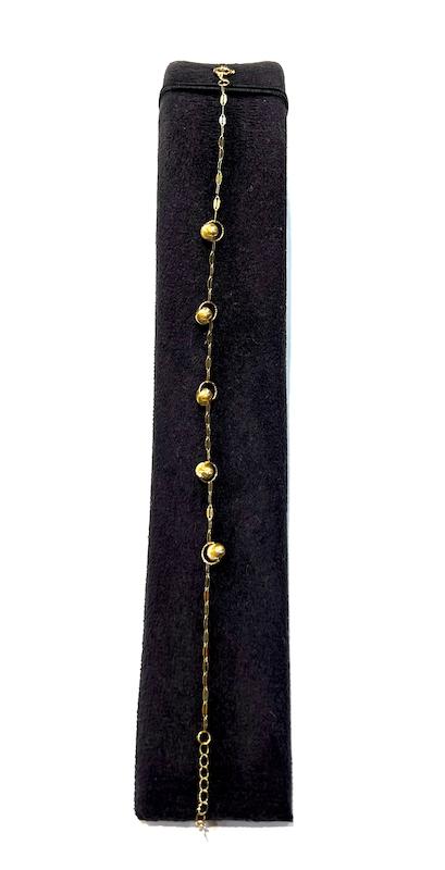 دستبند زنانه طلا ۱۸ عیار دستبند گوی اینه ای و زنجیر پولکی جواهری عسل استرآبادی