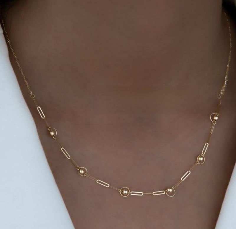 گردنبند زنانه طلا ۱۸ عیار گردنبند گوی و حلقه ایتالیایی گالری کاژه گلد