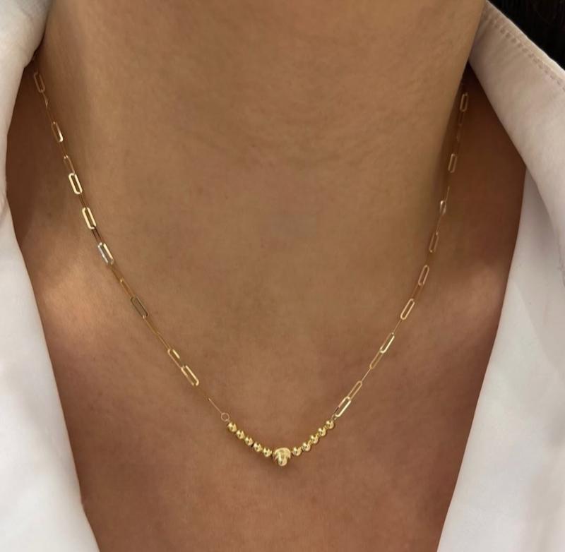 گردنبند زنانه طلا ۱۸ عیار گردنبند گوی و زنجیر هرمس گالری کاژه گلد