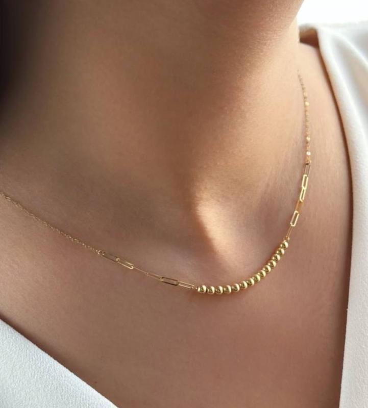 گردنبند زنانه طلا ۱۸ عیار گردنبند گوی و هرمس گالری کاژه گلد