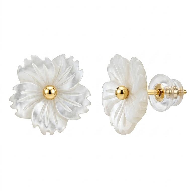 گوشواره زنانه طلا ۱۸ عیار گوشواره لی لی صدفی گالری طلای دانژه