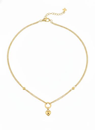 گردنبند زنانه طلا ۱۸ عیار گردنبند ایتالیایی با حلقه و قلب گالری کاژه گلد