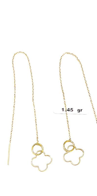 گوشواره زنانه طلا ۱۸ عیار بخیه ای تک گوش تک لنگه گالری نقشار