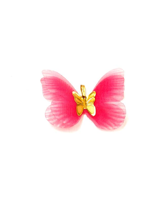 آویز زنانه طلا ۱۸ عیار پلاک طرح پروانه پارچه ای گالری یگانه