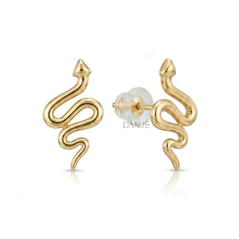 گوشواره زنانه طلا ۱۸ عیار گوشواره میخی وایپر گالری طلای دانژه