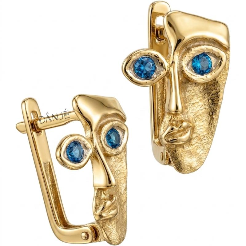 گوشواره زنانه طلا ۱۸ عیار گوشواره اولگا از کالکشن پیکاسو گالری طلای دانژه