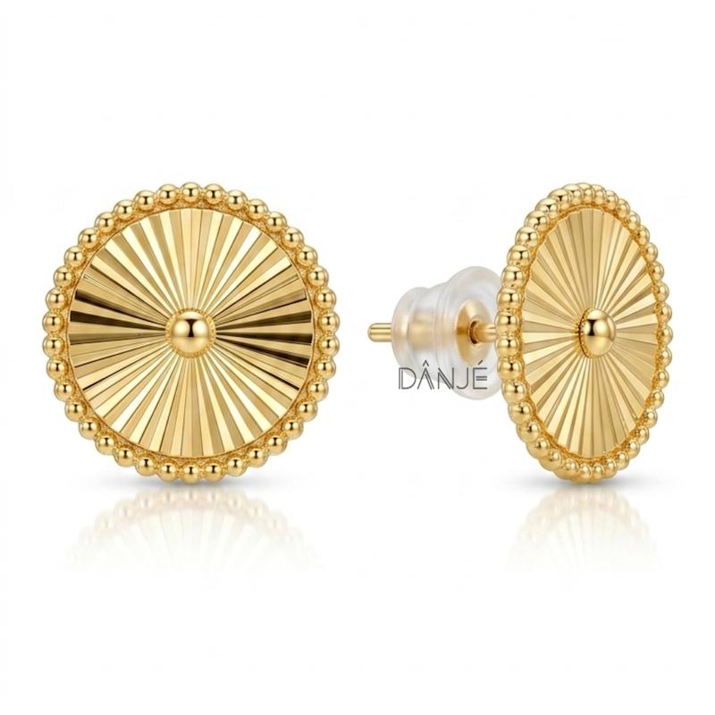 گوشواره زنانه طلا ۱۸ عیار گوشواره دایره ای تراش گالری طلای دانژه