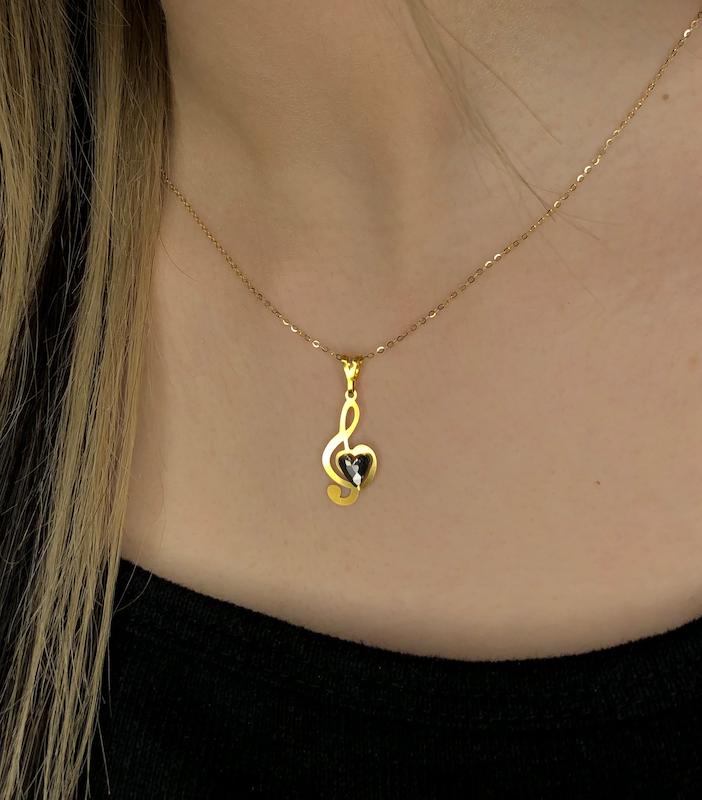 آویز زنانه طلا ۱۸ عیار آویز موزیکال گالری الهه گلد