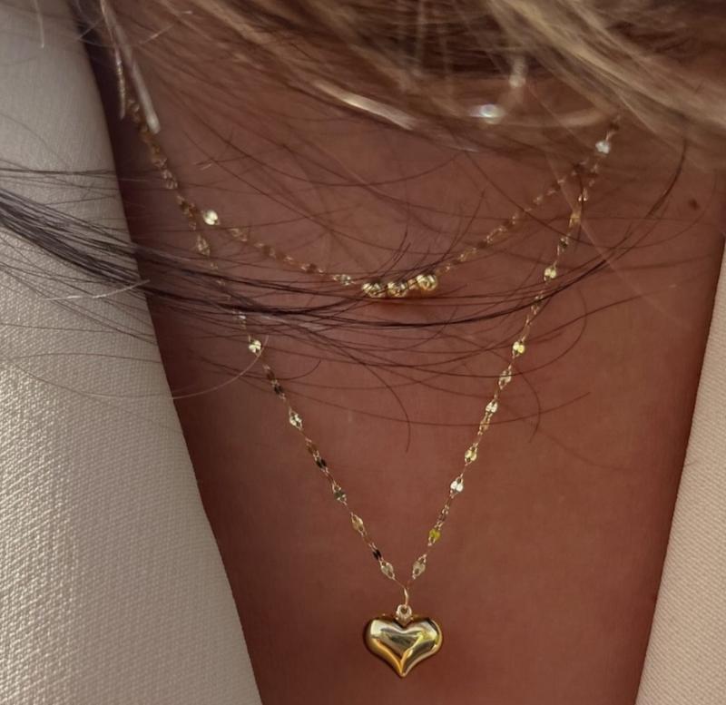 گردنبند زنانه طلا ۱۸ عیار گردنبنددورج قلب و گوی استار گالری کاژه گلد