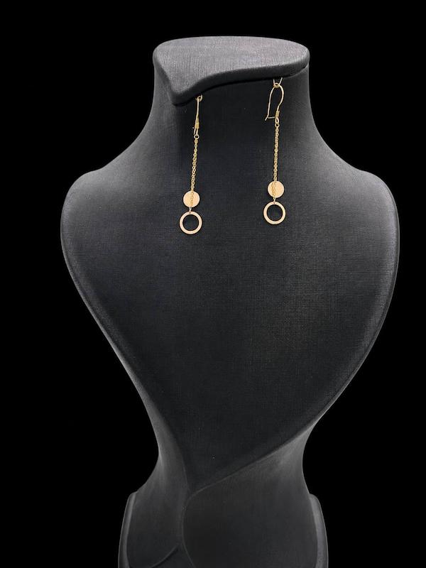 گوشواره زنانه طلا ۱۸ عیار آویز گالری طلا و سکه مهوا