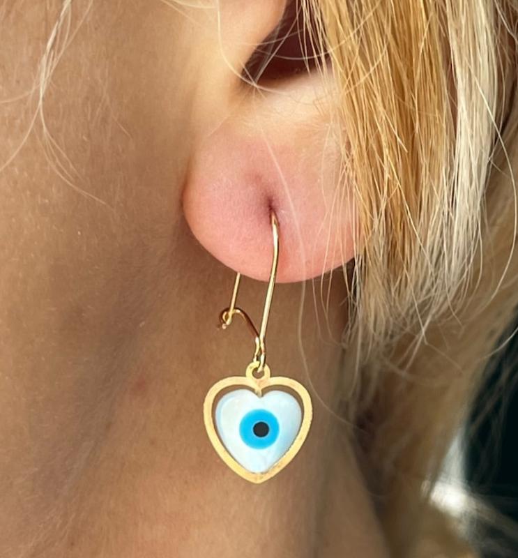 گوشواره زنانه طلا ۱۸ عیار گوشواره عصایی چشم نظر گالری کاژه گلد
