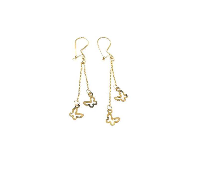 گوشواره زنانه طلا ۱۸ عیار E88 گوشواره دو پروانه آهوریس