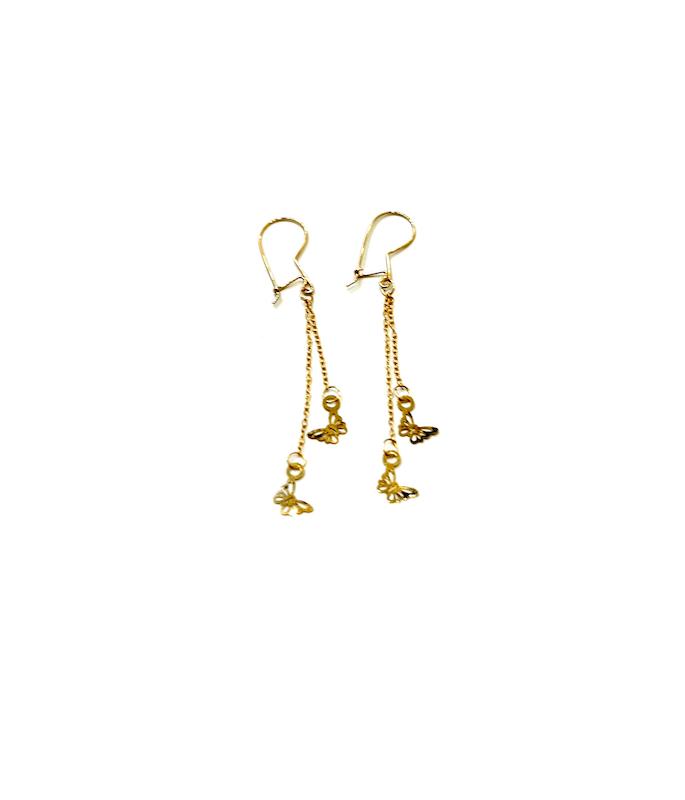 گوشواره زنانه طلا ۱۸ عیار E91 گوشواره دو پروانه آهوریس