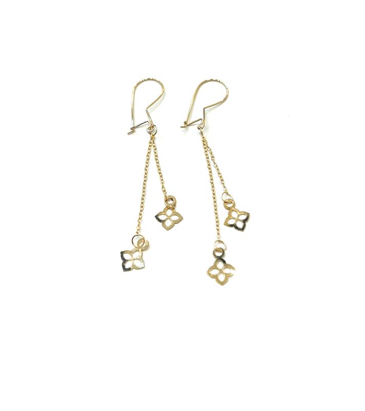 گوشواره زنانه طلا ۱۸ عیار E93 گوشواره دو گل آهوریس