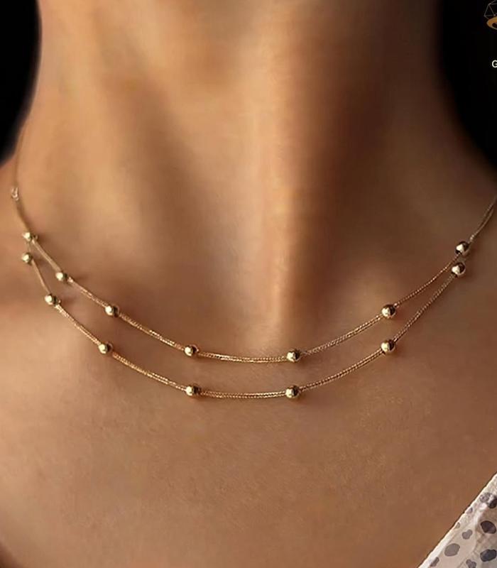 گردنبند زنانه طلا ۱۸ عیار گردنبند دولاین گوی گالری کاژه گلد