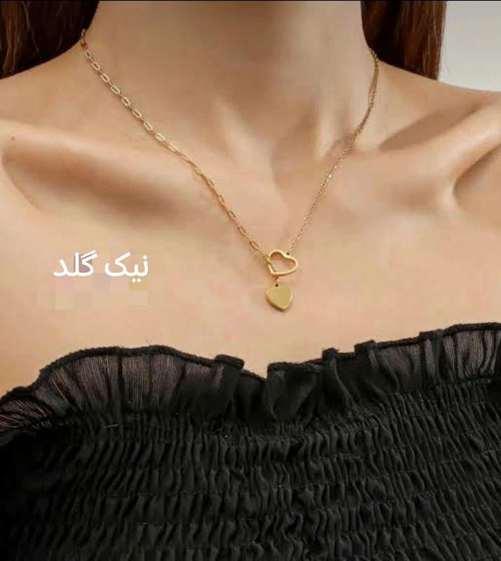 گردنبند طلا ۱۸ عیار گردنبند اماراتی قلب و پروانه گالری نیک گلد