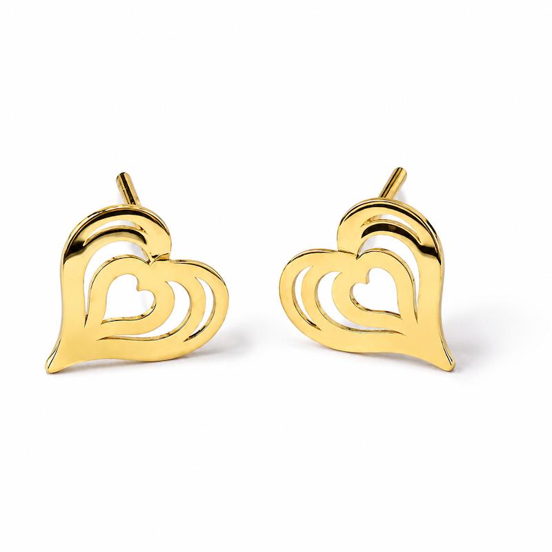 گوشواره زنانه طلا ۱۸ عیار گوشواره قلب گالری طلای دایانا