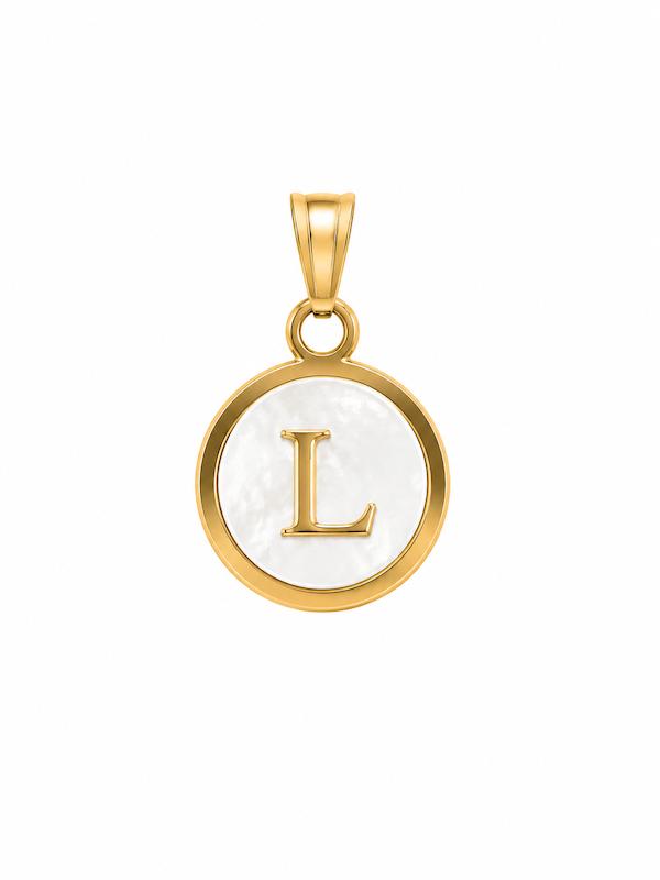 آویز زنانه طلا ۱۸ عیار پلاک زرکوب L گالری طلای کایا