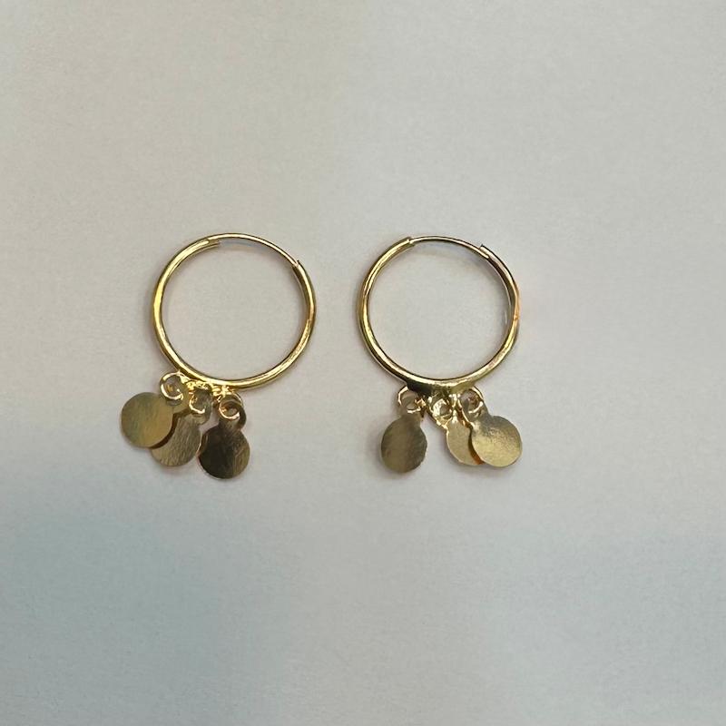 گوشواره طلا ۱۸ عیار گوشواره حلقه ای با آویز دایره گالری طلا و جواهرات بهروان