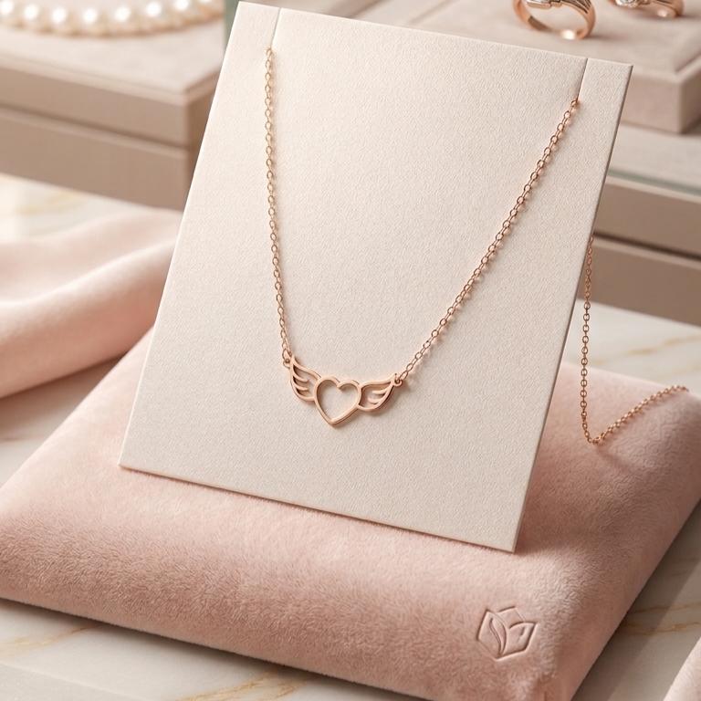گردنبند زنانه طلا ۱۸ عیار عشق فرشته گالری شمش طلا