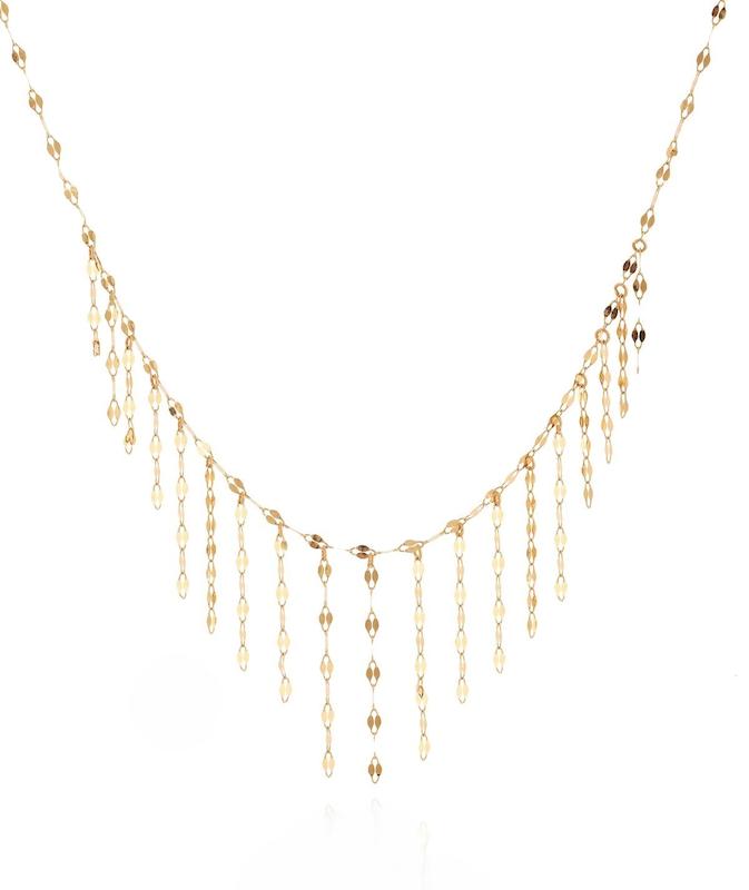 گردنبند زنانه طلا ۱۸ عیار گردنبند طلا 18عیار اپال گلد شرابه ای پولکی کد 02594 اپال گلدگالری